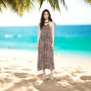 Zimmermann Leopard Print Midi Dress in Brown and Black